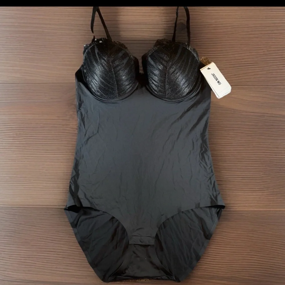 JASON WU Bodysuit Womens Large Black Seamless Bikini Push-Up MultiWay Bodysuit